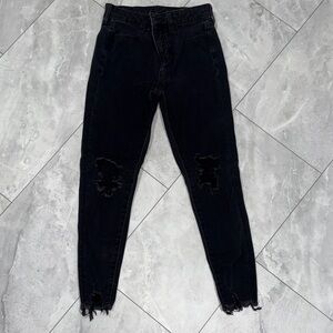 AE Next Level Ripped Super High Waisted Black Skinny Jean
